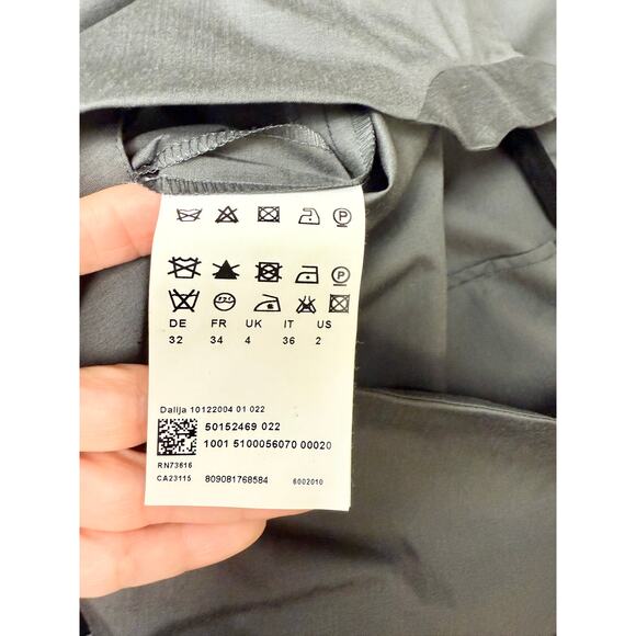 BOSS Hugo Boss Cap Sleeve Pleated Front Knee Length Sheath Dress gray Women's 2 - Picture 4 of 5